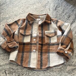 Plaid Brown and Cream Button Up l 2-3 Years